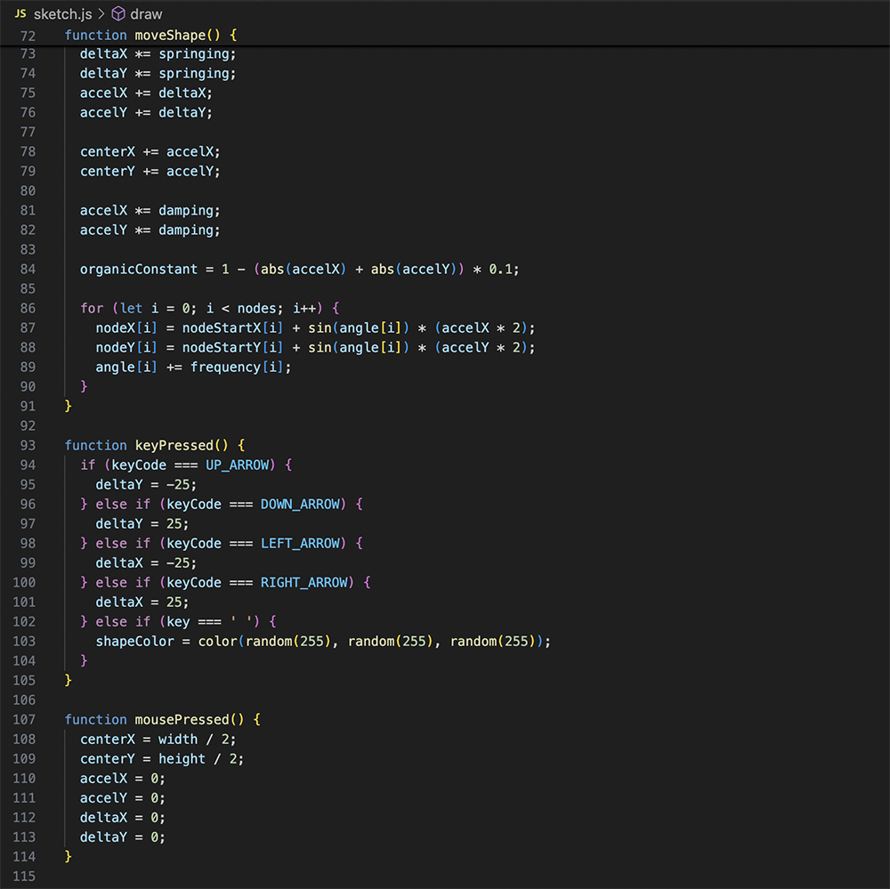 The code of visual effect that interacts with Makey Makey #1