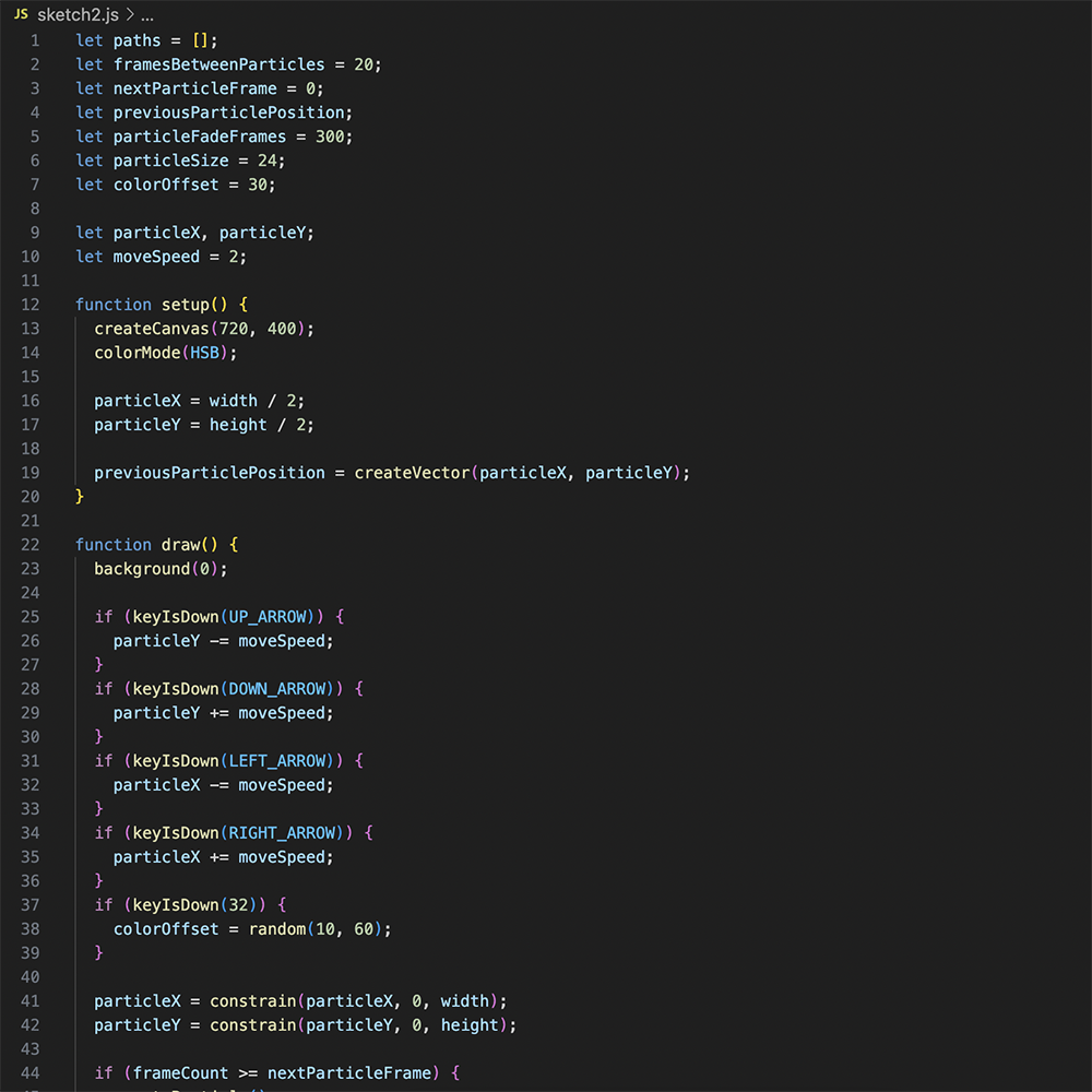 The code of visual effect that interacts with Makey Makey #4