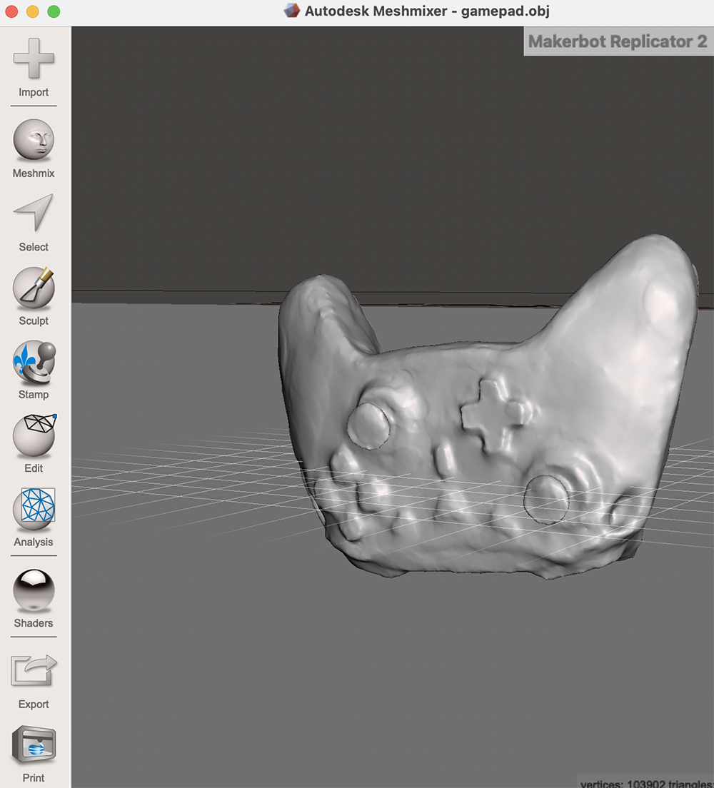 Using Meshmixer to add the bottom and sculpt the model with smoother surface #4